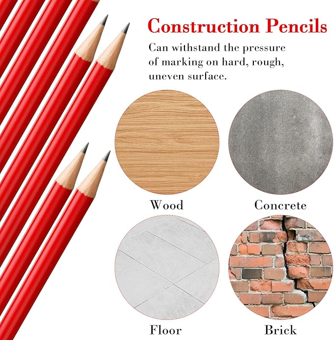 48 Pcs Jumbo Pencil, Wooden Pencil with Black Core for Carpenters Construction Workers Woodworkers Framers Beginners Students Teachers DIY Project(Red)