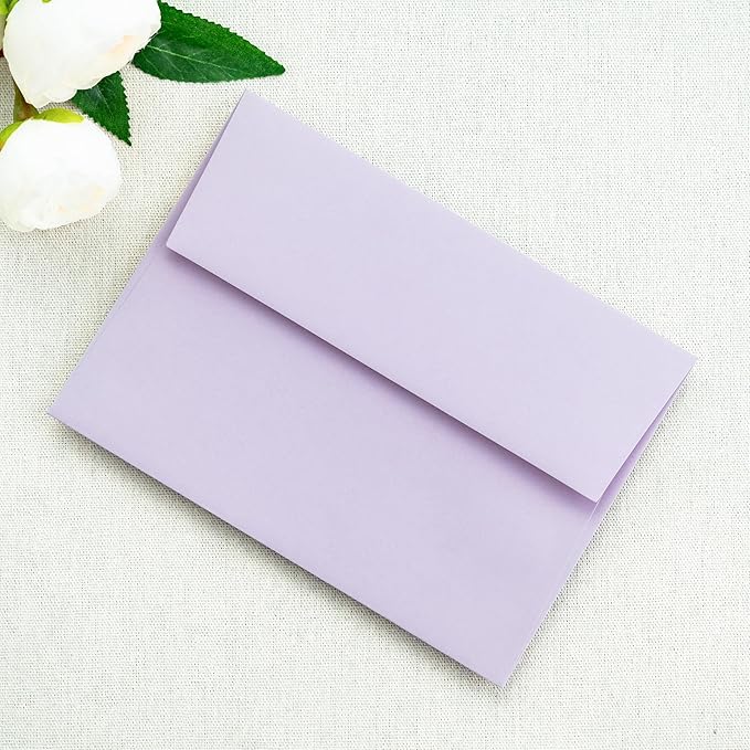 PONATIA 50 Pieces 5x7 Envelopes, Lilac A7 Envelopes Self Seal for Weddings, Invitation Cards, Photos, Postcards, Greeting Cards Mailing, Baby Shower, Graduation, Christmas Gift Cards