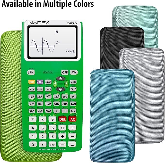 Scientific Calculator with Graphing, Includes Carrying Case, for College and High School Students, Calculus, Algebra, Geometry, Trigonometry, Statistics, Physics, Chemistry, Green