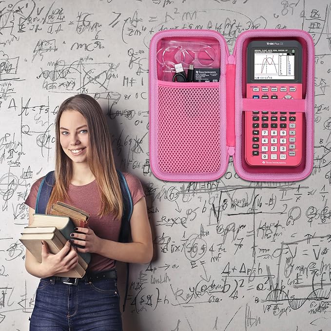 co2CREA Hard Case Compatible with Texas Instruments TI-84 Plus CE/TI-84 Plus/TI-Nspire CX II CAS/TI-Nspire CX II/TI-83 Plus/TI-89 Titanium/TI-85 / TI-86 Color Graphing Calculator, Pink