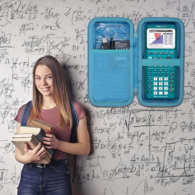 co2CREA Carrying Case for Texas Instruments TI-84 Plus CE Python Enhanced/TI-84/TI-Nspire CX II CAS/TI-Nspire CX II/TI-83 Plus/TI-89 Titanium/TI-85/TI-86 Color Graphing Calculator, Teal Case