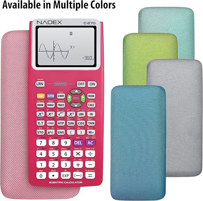 Scientific Calculator with Graphing, Includes Carrying Case, for College and High School Students, Calculus, Algebra, Geometry, Trigonometry, Statistics, Physics, Chemistry, Pink