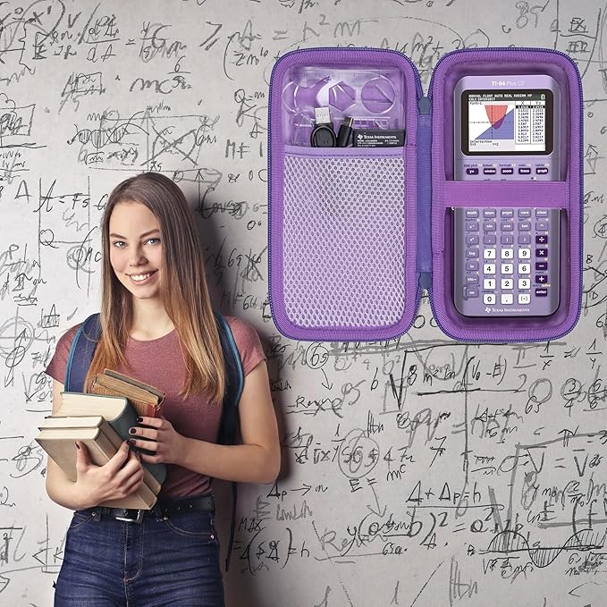 co2CREA Carrying Case for Texas Instruments TI-84 Plus CE Python Enhanced/TI-84/TI-Nspire CX II CAS/TI-Nspire CX II/TI-83 Plus/TI-89 Titanium/TI-85/TI-86 Color Graphing Calculator, Iris Purple Case