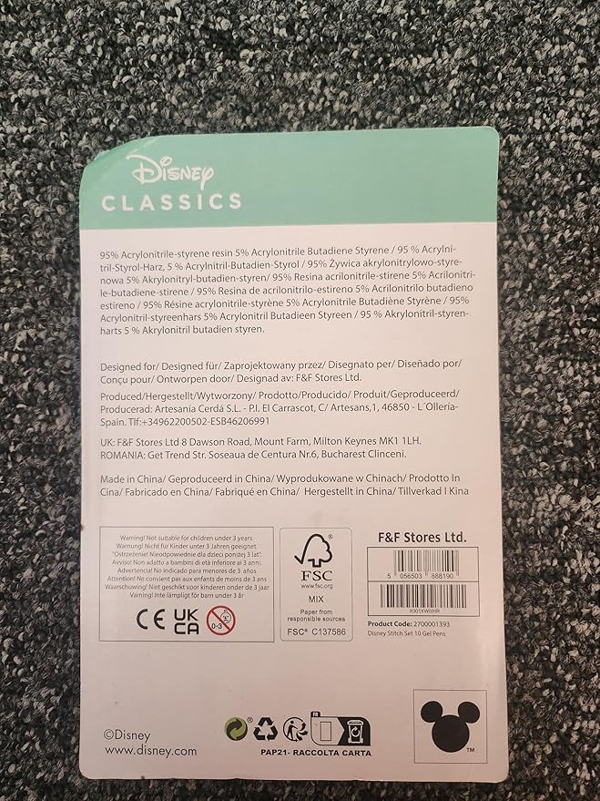 Disney Metallic Gel Pens for Kids, Colored Pens Pack of 10 School Supplies - Kids Gifts (Multi Stitch)