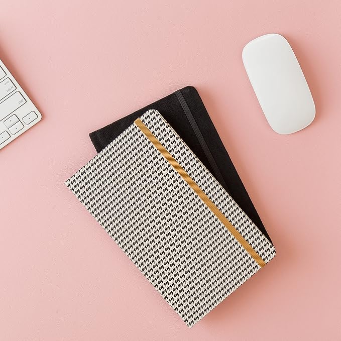 U Brands Heritage Print and Black Suede Journal, 8.25 x 5 Inches, Office Supplies, 160 Pages, 2 Count