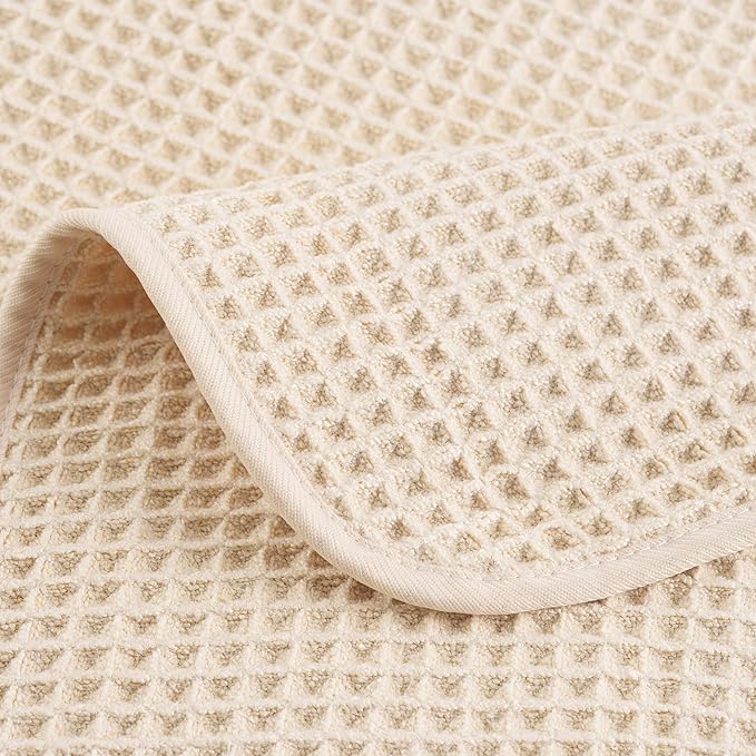 POLYTE Microfiber Lint Free Hand Towel, 16 x 30 in, 4 Pack (Waffle Weave)