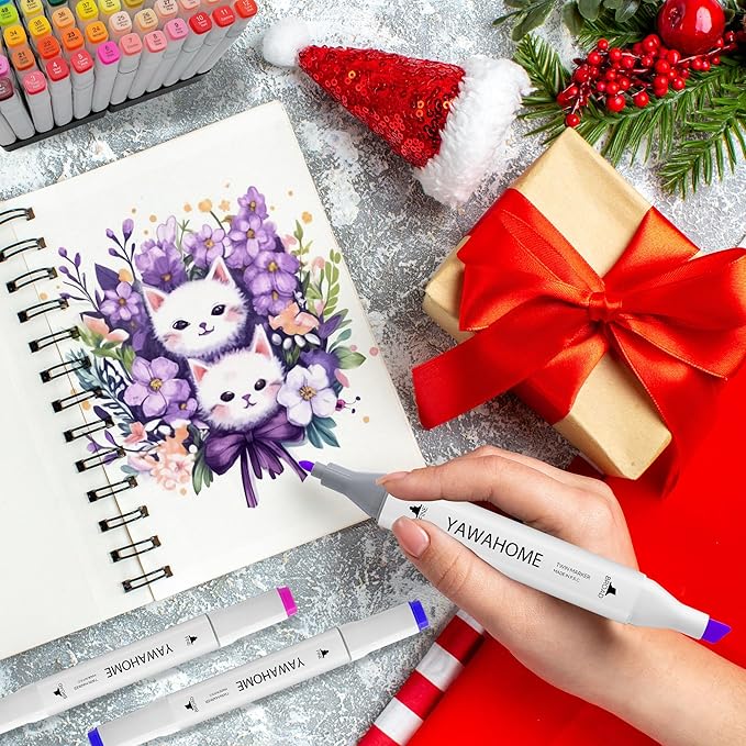 48 Colors Alcohol Markers Set: Dual Tip Art Marker for Adult Coloring Books Professional Permanent Blending Chisel&Fine Marker Pens Artist Sets for Drawing Painting Sketching Illustration Kids Gifts