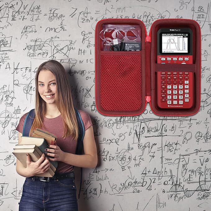 co2CREA Carrying Case for Texas Instruments TI-84 Plus CE Python Enhanced/TI-84/TI-Nspire CX II CAS/TI-Nspire CX II/TI-83 Plus/TI-89 Titanium/TI-85/TI-86 Color Graphing Calculator, Radical Red Case