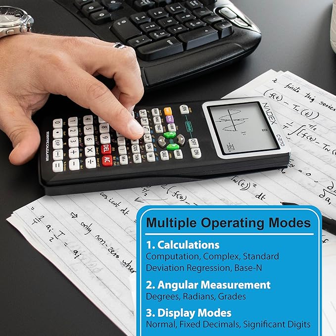 Scientific Calculator with Graphing, Includes Carrying Case, for College and High School Students, Calculus, Algebra, Geometry, Trigonometry, Statistics, Physics, Chemistry, Black