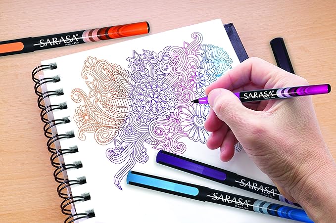 Zebra Pen Sarasa Fineliner Marker Pen, Needle Point, 0.8mm, Assorted Ink Colors, 4-Pack