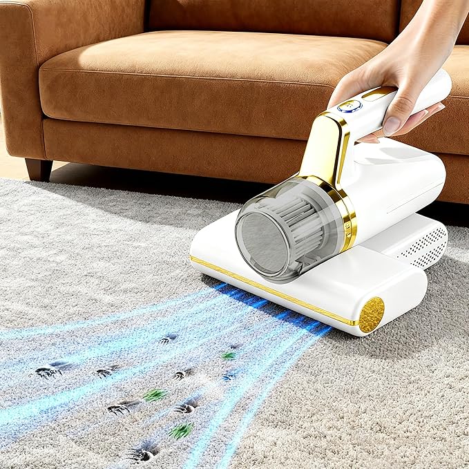Evoliq Mattress Vacuum Cleaner, 14Kpa Bed Vacuum Cleaner with 253.7nm UV-C Light, Versatile Wireless Handheld Vacuums with HEPA Filter and USB-C Charging Port for Bed, Sofa, Clothes, Crib