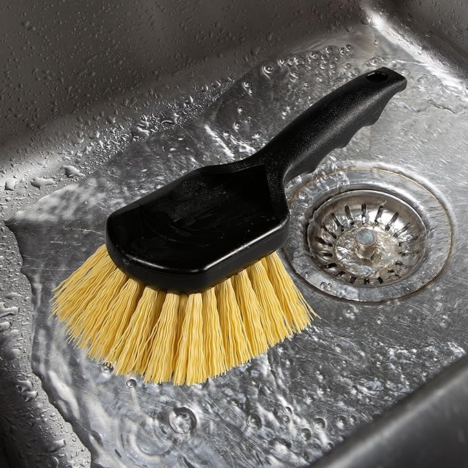 SPARTA 3650500 Plastic Scrub Brush, Cleaning Brush, Utility Brush With Polypropylene Bristles For Cleaning, 8 Inches, Black, (Pack of 12)