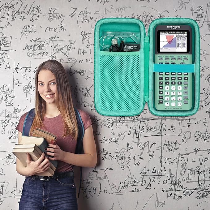 co2CREA Carrying Case for Texas Instruments TI-84 Plus CE Python Enhanced/TI-84/TI-Nspire CX II CAS/TI-Nspire CX II/TI-83 Plus/TI-89 Titanium/TI-85/TI-86 Color Graphing Calculator, Mint Case