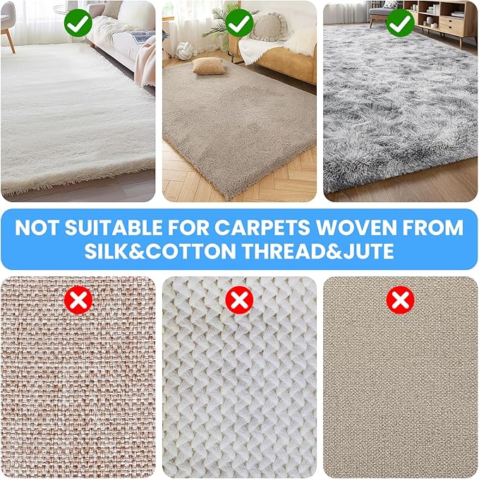 Bolfie 3 in 1 Carpet Rake for Pet Hair Removal, Tool Set of 3, 55” Long Handle Carpet Pet Hair Removal Carpet Scraper Dog Cat Hair Remover for Sofa, Couch, Car, Rug (Gray)