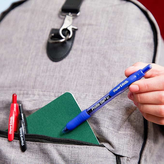 Paper Mate Gel Pen Profile Retractable Pen 0.7mm Black 12 Count