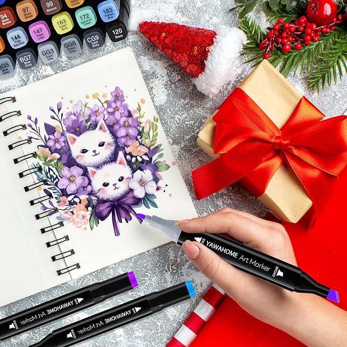 Alcohol Markers Set 120 Colors - Coloring Markers for Adult Coloring Books Professional Permanent Blending Marker Pens Artist Sets for Drawing Painting Sketching Illustration Kids Gifts