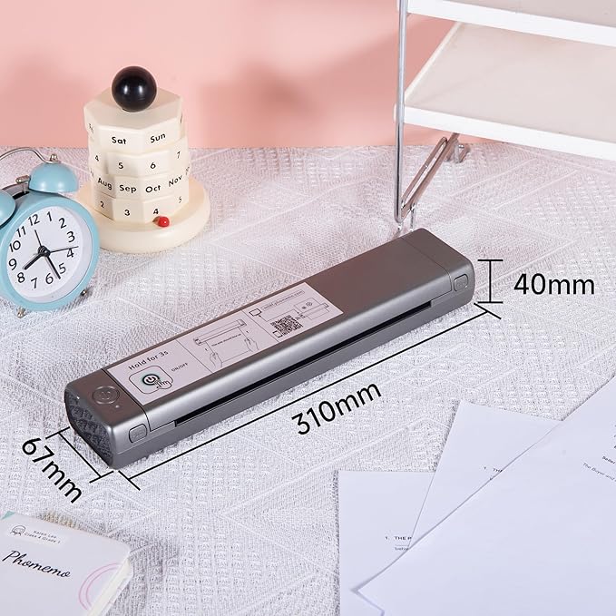 Phomemo Inkless Portable Printer for Travel - Wireless Thermal Printer Compatible with Phone & Laptop, Bluetooth Printers Supports 8.5" X 11" Letter Thermal Paper, Come with Carry Case