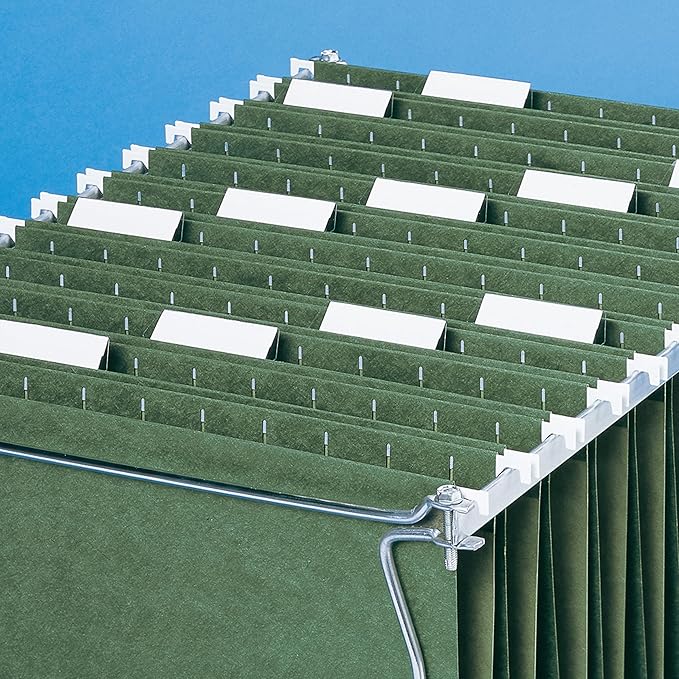 Smead Hanging File Folder, 1/5-Cut Adjustable Tab, Letter Size, Standard Green, Hanging Folders for Filing Cabinets, File Organizer Folder, 50 Per Box (64029)