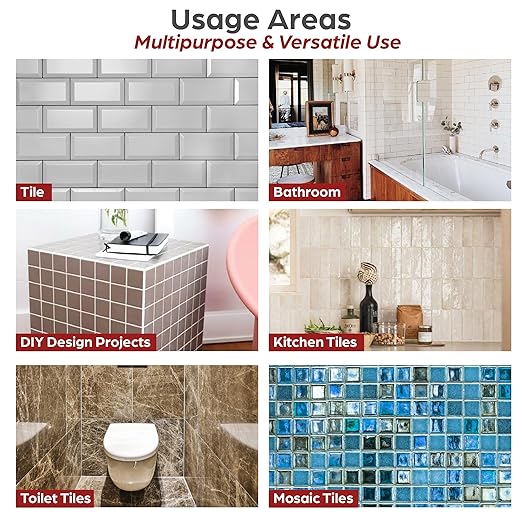 Tile Grout, Repair Kit – Gray Grout Filler 14oz Pre-Mixed Tube, Fast Drying Grout Paint for Bathroom, Shower, Kitchen, Floor Tiles – Includes Spatula & Sponge