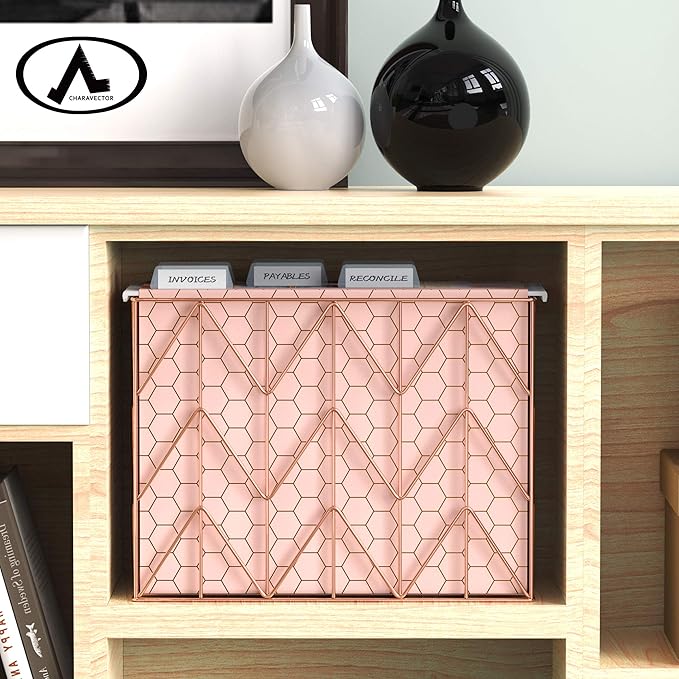 CharaVector Hanging File Folders Letter Size Assorted Durable Refined Design Decorative Hanging File Folder Set, 1/5-Cut Adjustable Tabs, 30pcs for Cabinet,File Organizer,Honeycomb