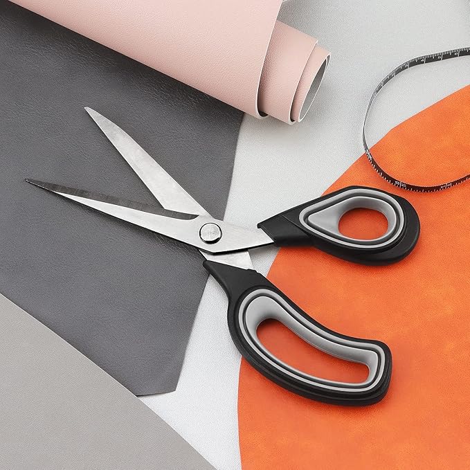 Premium Tailor Scissors Heavy Duty Multi-Purpose Titanium Scissors Professional for Leather Cutting Industrial Sharp Sewing Shears, Gray