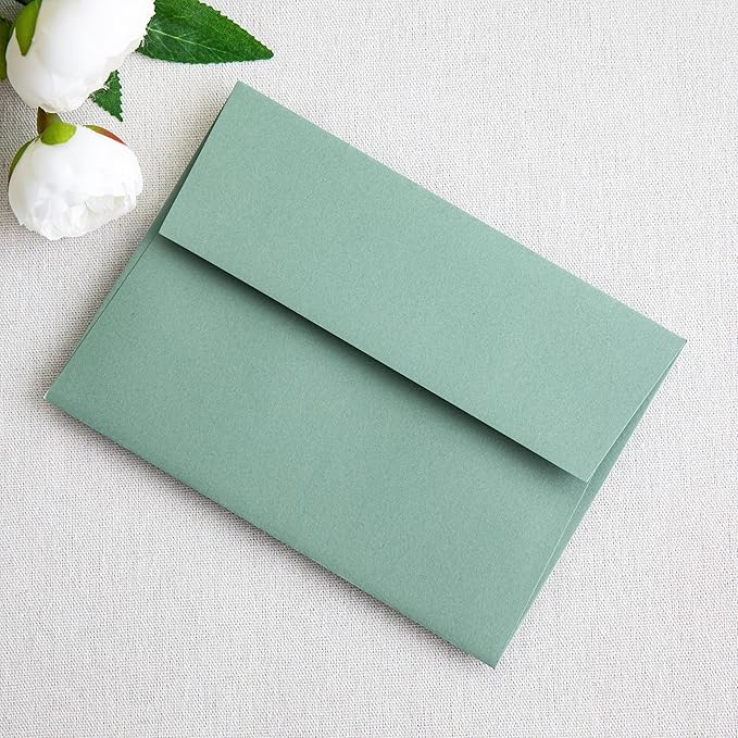 PONATIA 50 Pieces 5x7 Envelopes, Sage Green A7 Envelopes Self Seal for Weddings, Invitation Cards, Photos, Postcards, Greeting Cards Mailing, Baby Shower, Graduation, Christmas Gift Cards