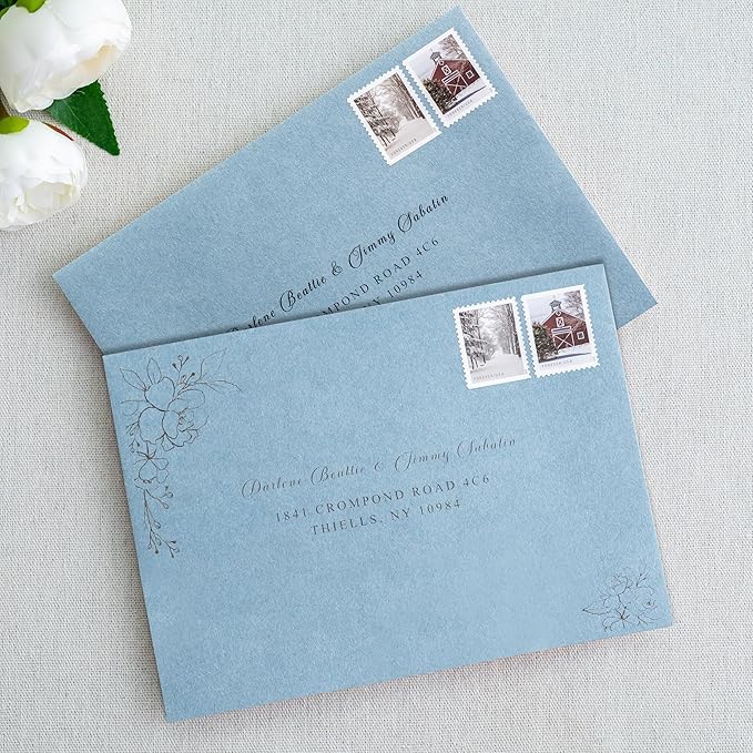 PONATIA 50 Pieces 5x7 Envelopes, Dusty Blue A7 Envelopes Self Seal for Weddings, Invitation Cards, Photos, Postcards, Greeting Cards Mailing, Baby Shower, Graduation, Christmas Gift Cards