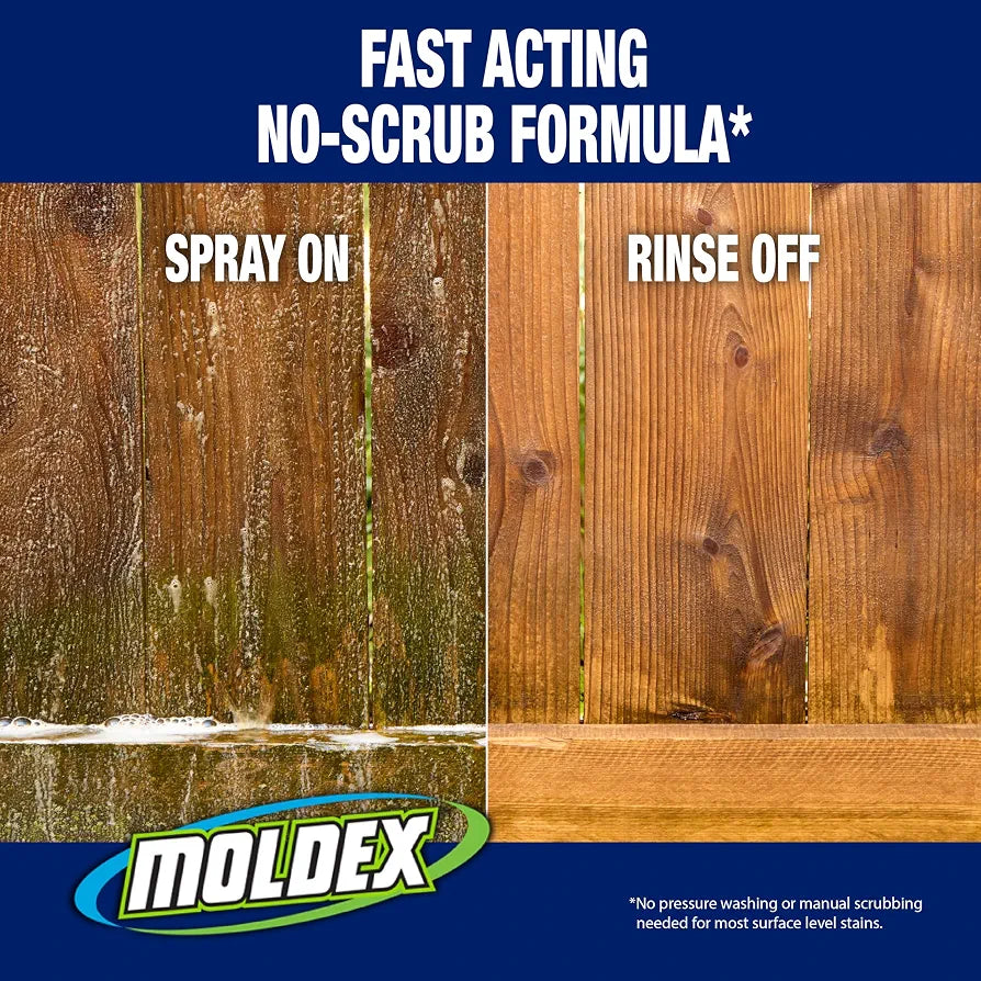 Moldex® Multi-Surface Outdoor Cleaner with Hose End, Bleach Free Formula, 64 oz – Fast Acting Spray for Mold and Mildew Stains on Siding, Decks, Fences and Exterior Surfaces
