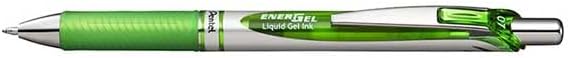 Pentel EnerGel RTX Retractable Liquid Gel Pen, (0.7mm) Metal Tip, Medium Line, Lime Green Ink, 12 pack (BL77-K)