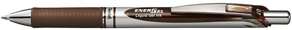 Pentel EnerGel RTX Retractable Liquid Gel Pen, (0.7mm) Metal Tip, Medium Line, Brown Ink, 12 pack (BL77-E)