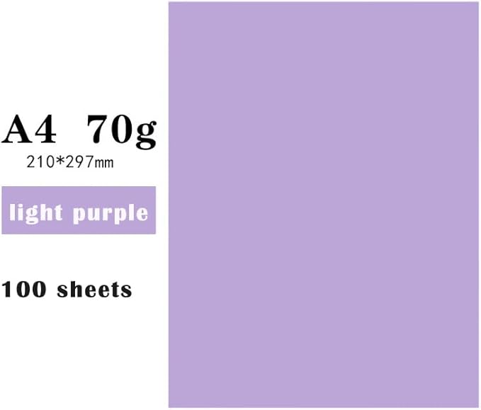 Light Purple Copy Print Paper 8.5X11 Inches,100 Sheets Rainbow A4 Printer Paper 70GSM Colored Origami Paper for Cutting DIY Kids Art Craft