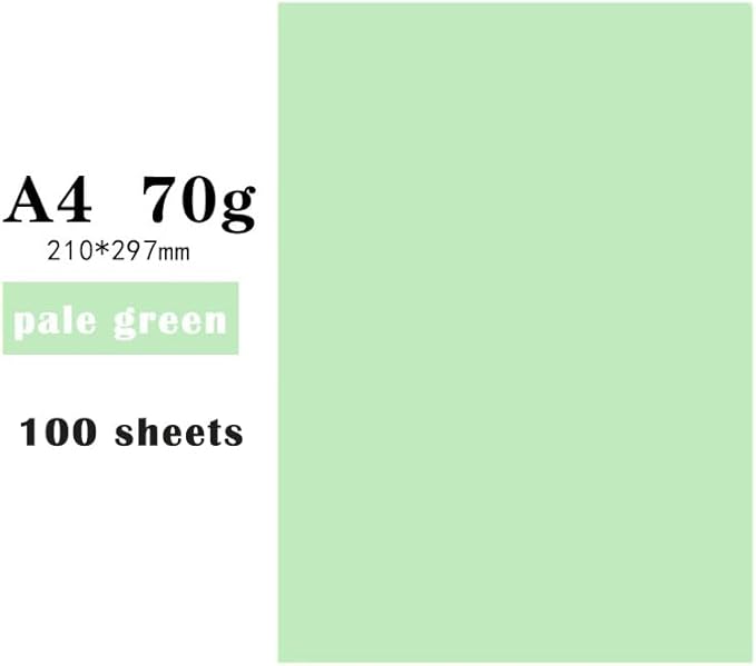 Light Green Copy Paper, 8.5 x 11 inches, 100 sheets Rainbow A4 Printer Paper 70GSM Colored Origami Paper for Cutting DIY Kids Art Craft
