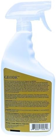 GEODE Natural Stone Grout Cleaner & Brush for tile floors - non-damaging, safe for Marble, Limestone, Travertine, Ceramic - Industrial Strength Tile, Stain Remover, Powerful Formula (32 oz)