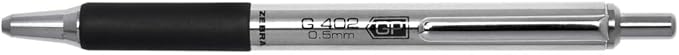 Zebra Pen G-402 Gel Pens 12-Pack, Black Ink, 0.5mm Fine Point, Stainless Steel Barrel, Comfortable Rubberized Grip, Secure Metal Clip, Shirt Pocket-Friendly (49210)