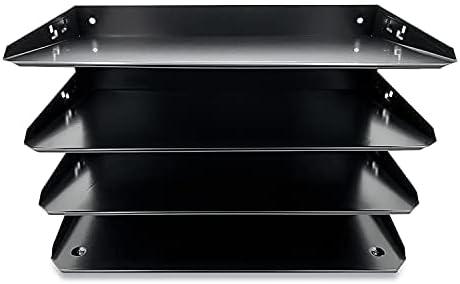 Huron Desktop Horizontal 4-Slot Legal File Binder Organizer Storage Letter Tray, Black Commercial Grade Steel
