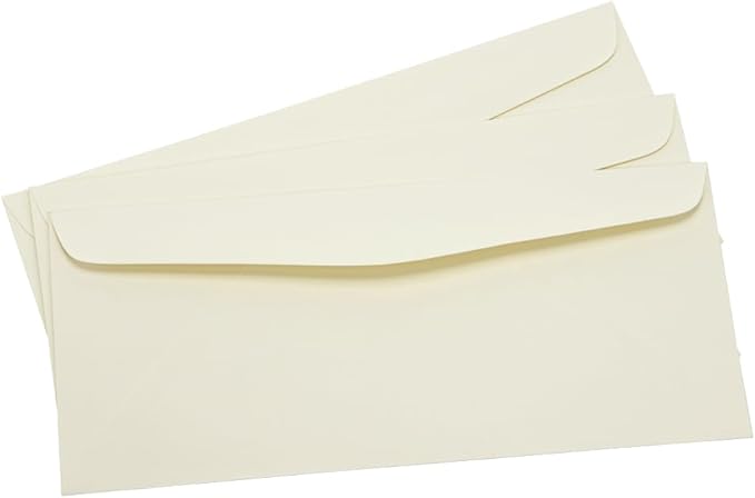 JAM PAPER #10 Business Strathmore Envelopes - 4 1/8 x 9 1/2 - Natural White Wove - 50/Pack