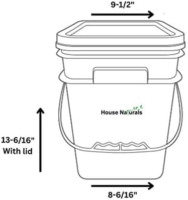 House Naturals 4 Gallon Square Buckets with lids- Made in USA Container- Pack of 10 (Purple - Black lids)