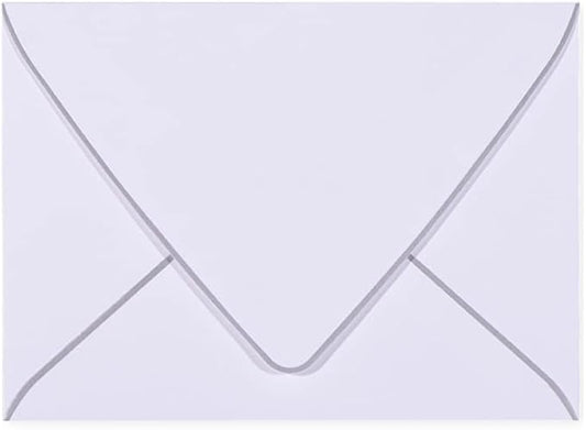 A7 White Envelopes With Silver Border, Invitation 5 x 7 Envelopes - 50 Pack, For 5x7 Cards| Self Seal| Perfect for Weddings, Invitations, Photos, Baby Shower| 5.25 x 7.25 inch(White-Silver Border)