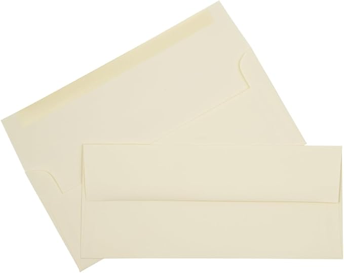 JAM PAPER #10 Business Strathmore Envelopes - 4 1/8 x 9 1/2 - Ivory Wove - 50/Pack