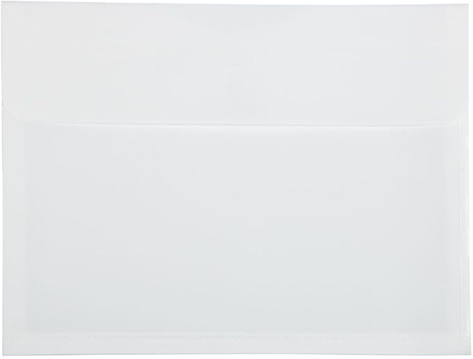 JAM PAPER Plastic Expansion Envelopes with Hook & Loop Closure - Letter Booklet - 9 3/4 x 13 with 1 Inch Expansion - White - 3/Pack