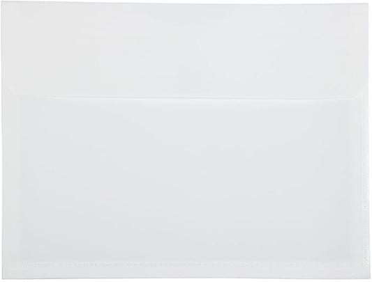 JAM PAPER Plastic Expansion Envelopes with Hook & Loop Closure - Letter Booklet - 9 3/4 x 13 with 1 Inch Expansion - White - 3/Pack