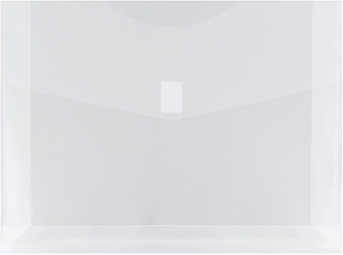 JAM PAPER Plastic Expansion Envelopes with Hook & Loop Closure - Letter Booklet - 9 3/4 x 13 with 2 Inch Expansion - Clear - 3/Pack
