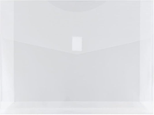 JAM PAPER Plastic Expansion Envelopes with Hook & Loop Closure - Letter Booklet - 9 3/4 x 13 with 2 Inch Expansion - Clear - 3/Pack