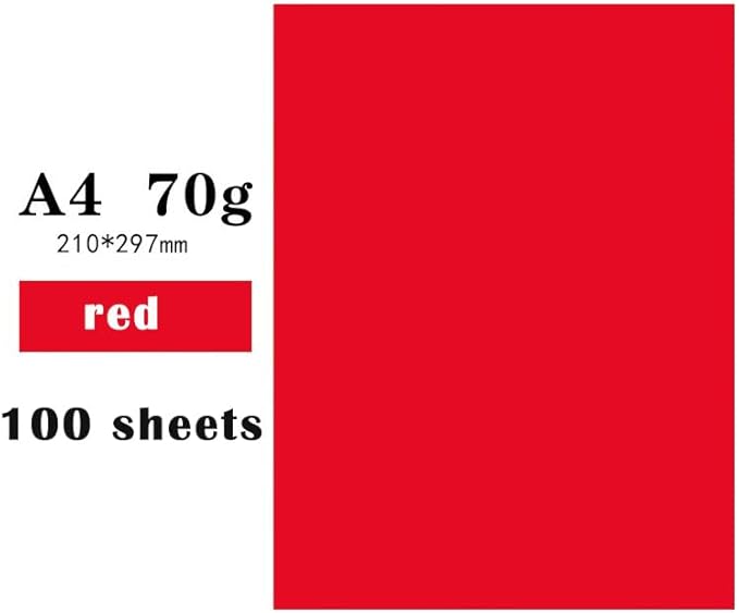Red Copy Print Paper 8.5X11 Inches,100 Sheets Rainbow A4 Printer Paper 70GSM Colored Origami Paper for Cutting DIY Kids Art Craft