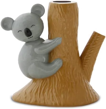 Amazeko Scissors with Animated Koala Holder, 8.5” Stainless Steel Blades, Comfortable Soft Air Grip Handles, Fun Animal Desk Decor with Non-Slip Weighted Tree Base