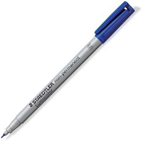 STAEDTLER Lumograph Non-Permanent Wet Erase Marker Pen, Fine Tip, Low Odor Colored Markers, Blue, 311-3