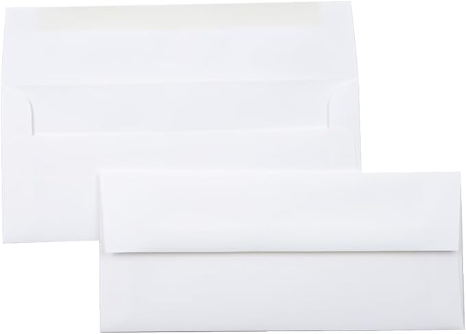 JAM PAPER #10 Business Strathmore Envelopes - 4 1/8 x 9 1/2 - Bright White Linen - 50/Pack