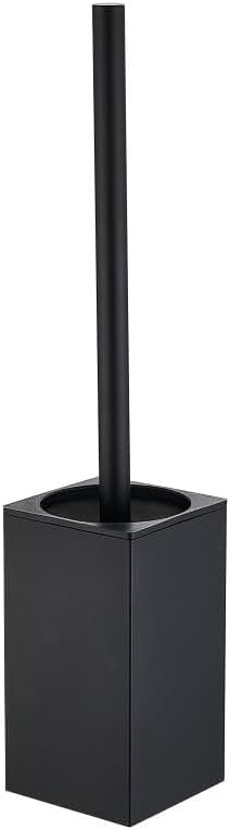 LSWYYP Toilet Brush and Holder, Stainless Steel Square Toilet Bowl Brush Freestanding with Lid,Toilet Cleaner Brush Set for Bathroom Storage,Black