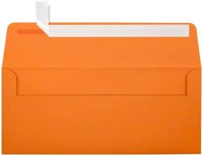 LUXPaper #10 Business Envelopes | Peel & Press | 4 1/8" x 9 1/2" | Mandarin Orange | 80lb. Text | 50 Qty