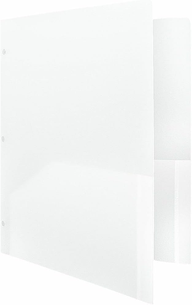 JAM PAPER Heavy Duty Plastic 3 Hole Punch Pocket Folders - Extra Tough School Folders - Clear - Bulk 144/Box